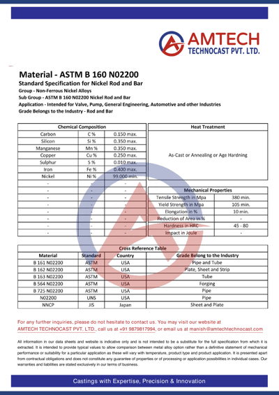 ASTM B 160 N02200